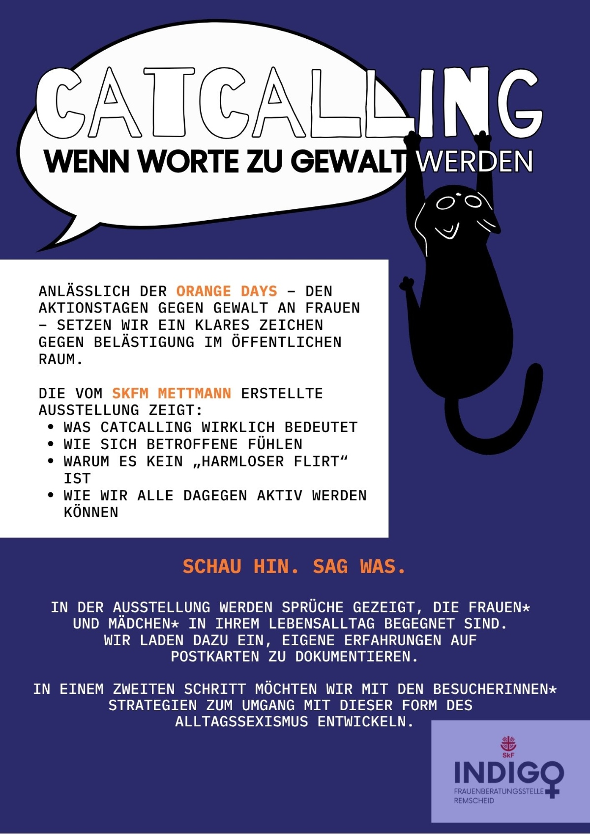 Catcalling Ausstellung Indigo November