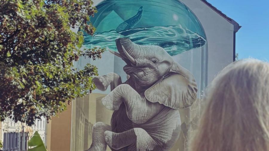 Tuffi in der Wupper – Wandbild von NEVERCREW, Wuppertal